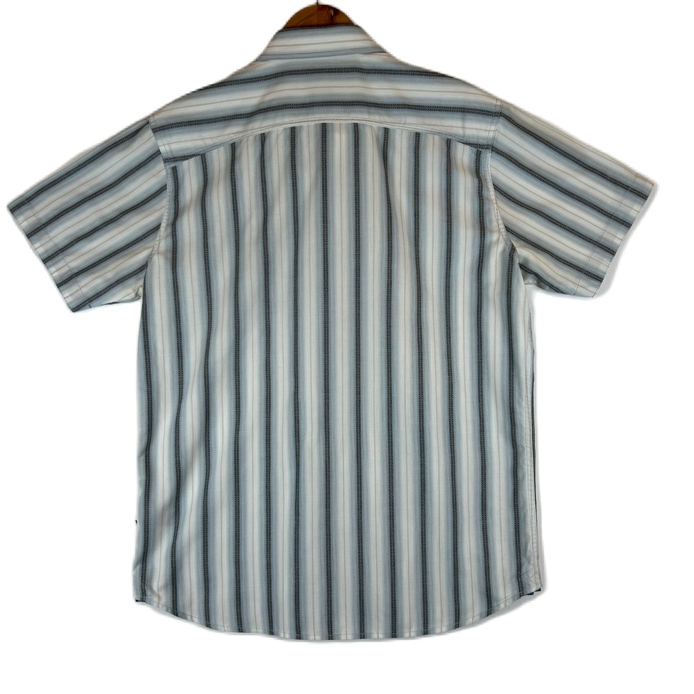 Kuhl Mens Striped Short Sleeve Button Down Shirt White 7566 Medium Hiking - Picture 2 of 14